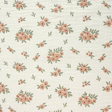 Xô muslin 2 lớp in nền trắng . 100% cotton. 135cm x 120gsm. 1kg ~ 6.1m