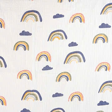Xô muslin 2 lớp in nền trắng . 100% cotton. 135cm x 120gsm. 1kg ~ 6.1m