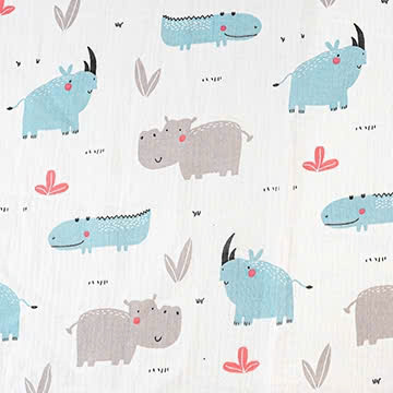 Xô muslin 2 lớp in nền trắng . 100% cotton. 135cm x 120gsm. 1kg ~ 6.1m