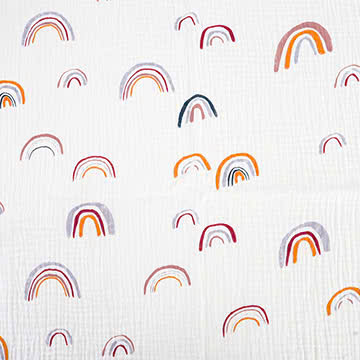 Xô muslin 2 lớp in nền trắng . 100% cotton. 135cm x 120gsm. 1kg ~ 6.1m
