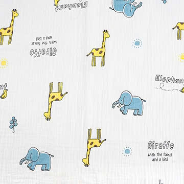Xô muslin 2 lớp in nền trắng . 100% cotton. 135cm x 120gsm. 1kg ~ 6.1m