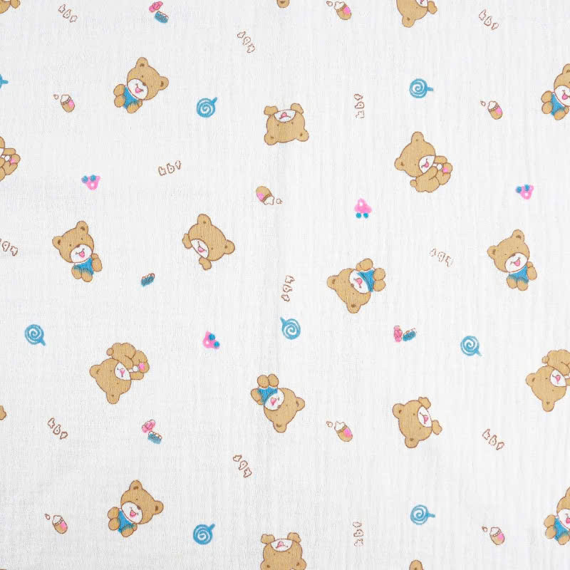 Xô muslin 2 lớp in nền trắng . 100% cotton. 135cm x 120gsm. 1kg ~ 6.1m