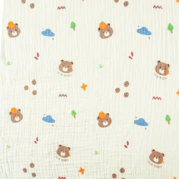 Xô muslin 2 lớp in nhuộm nền. 100% cotton. 135cm x 120gsm. 1kg ~ 6.1m