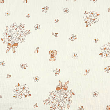 Xô muslin 2 lớp in nhuộm nền. 100% cotton. 135cm x 120gsm. 1kg ~ 6.1m
