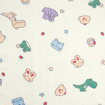 Xô muslin 2 lớp in nhuộm nền. 100% cotton. 135cm x 120gsm. 1kg ~ 6.1m