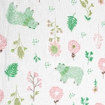 Xô muslin 2 lớp in nền trắng . 100% cotton. 135cm x 120gsm. 1kg ~ 6.1m