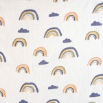 Xô muslin 2 lớp in nền trắng . 100% cotton. 135cm x 120gsm. 1kg ~ 6.1m