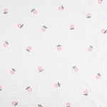 Xô muslin 2 lớp in nền trắng . 100% cotton. 135cm x 120gsm. 1kg ~ 6.1m