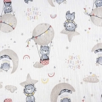 Xô muslin 2 lớp in nền trắng . 100% cotton. 135cm x 120gsm. 1kg ~ 6.1m
