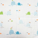 Xô muslin 2 lớp in nền trắng . 100% cotton. 135cm x 120gsm. 1kg ~ 6.1m