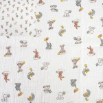 Xô muslin 2 lớp in nền trắng . 100% cotton. 135cm x 120gsm. 1kg ~ 6.1m