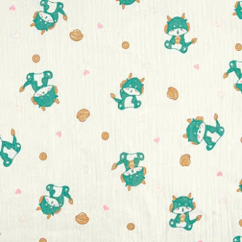 Xô muslin 2 lớp in nhuộm nền. 100% cotton. 135cm x 120gsm. 1kg ~ 6.1m